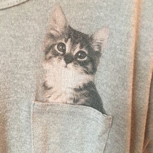 Tops - Gray Cat Tee Shirt Tops - Gray Cat Tee Shirt